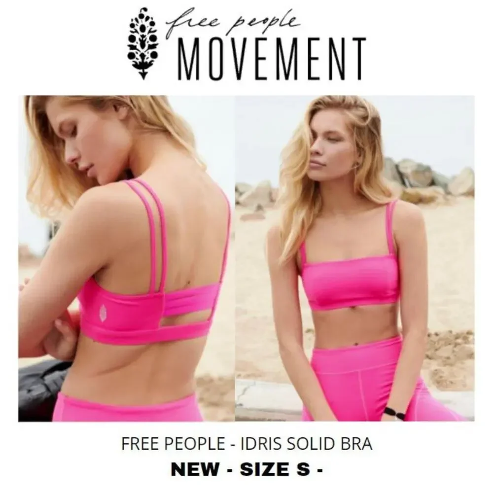 NEW - FREE PEOPLE MOVEMENT IDRIS SOLID BRA Size Small - PINK